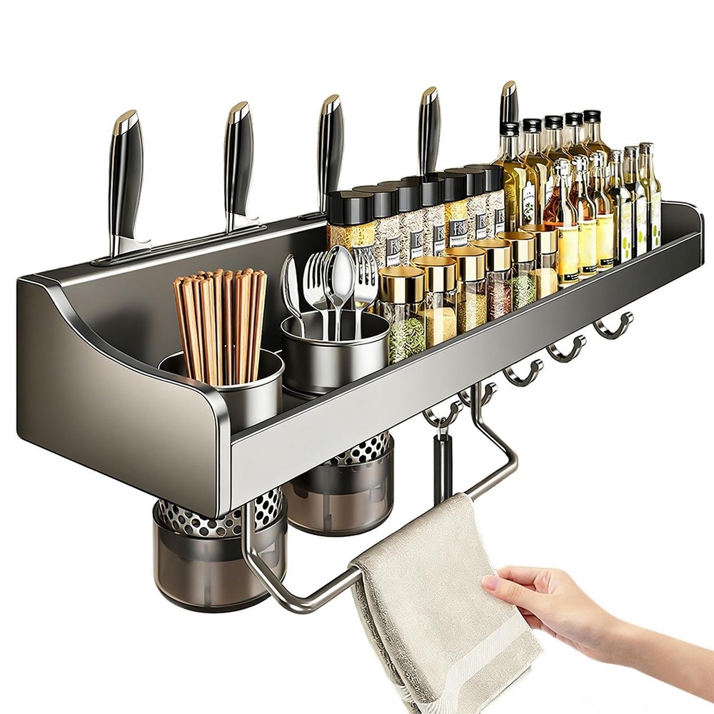 Kitchen Cutter Holder No-Drill Cutlery Holder Kitchen Shelf Rack