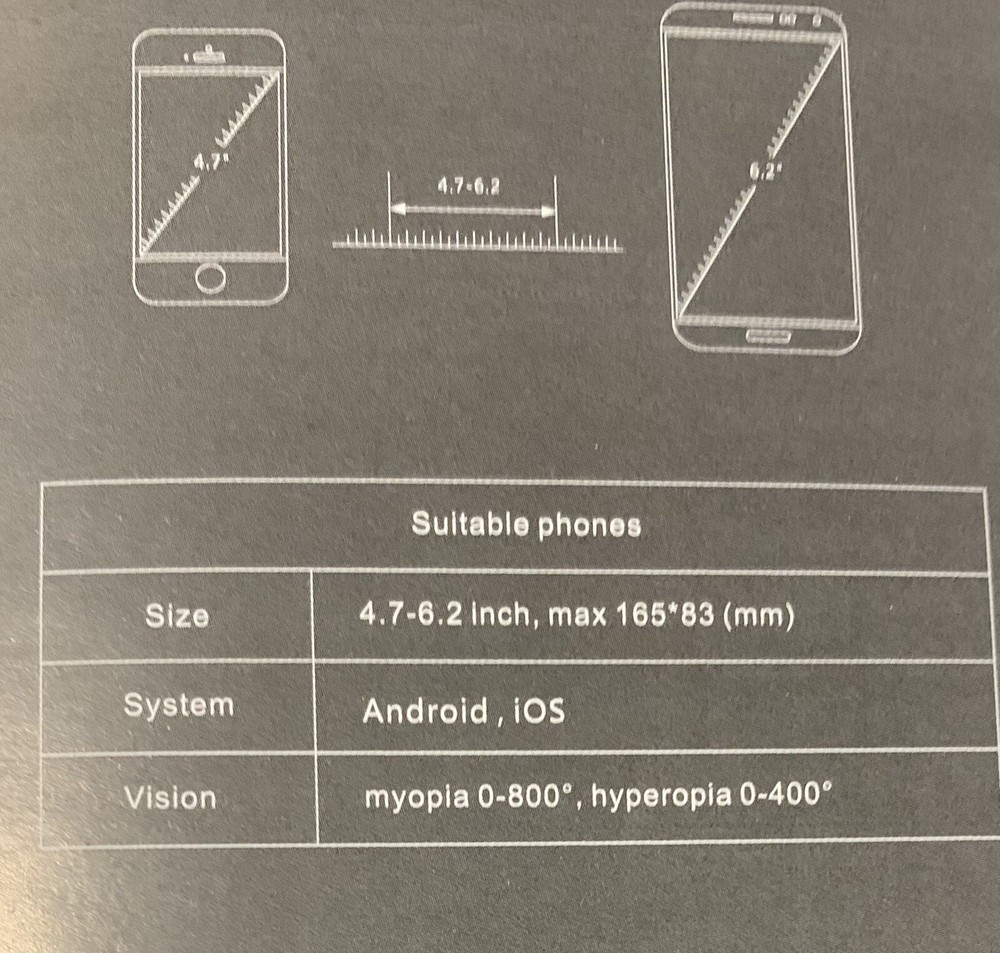 Smart Phone VR Virtual Reality Headset Reality Viewer Bionic Vision Black