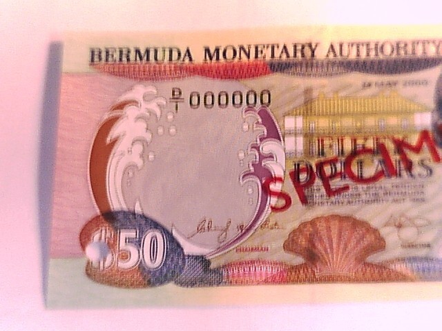 Bermuda 2000 Fifty Dollar SPECIMEN note Choice Crisp Uncirculated.