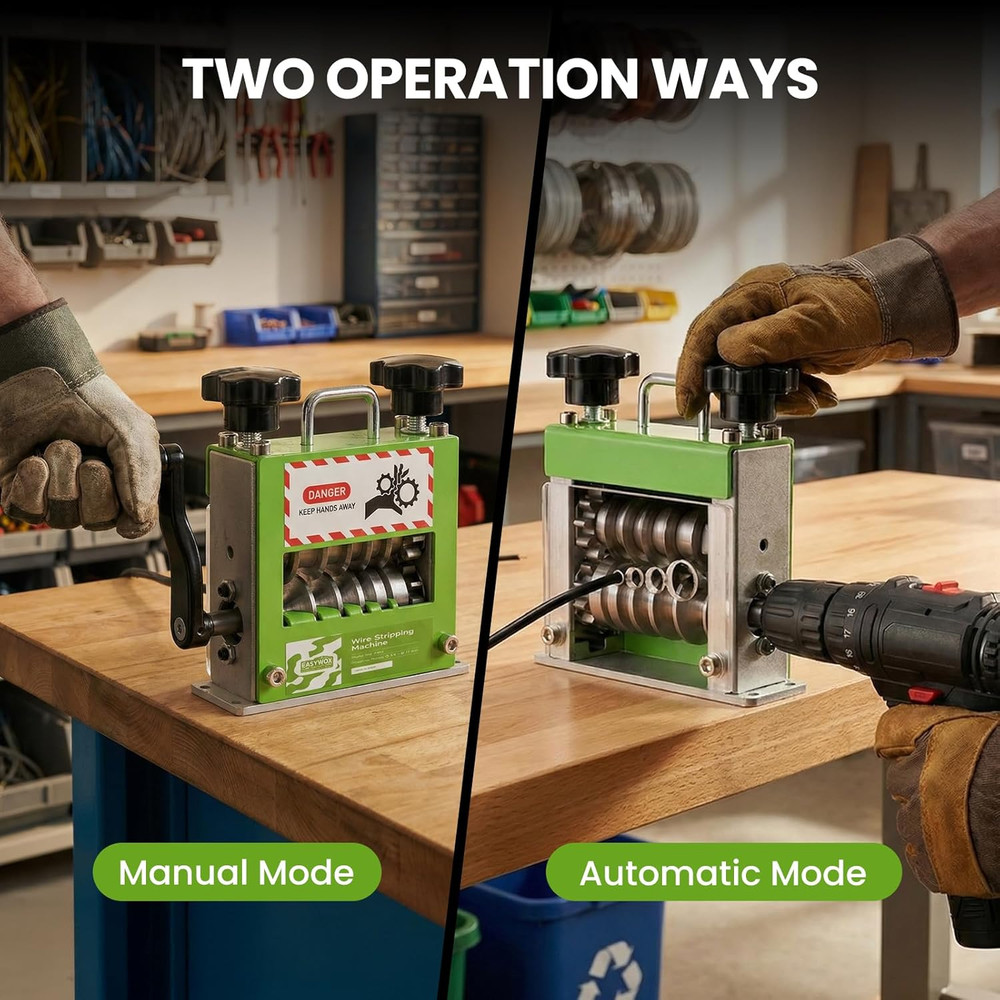 Manual Wire Stripping Machine, Drill Powered Hand Crank Wire Stripper Tool with