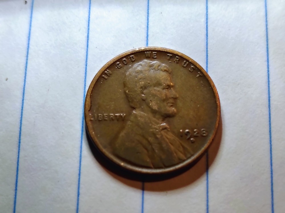 1928 D Wheat Cent With A Rim Cut On The Obverse Error