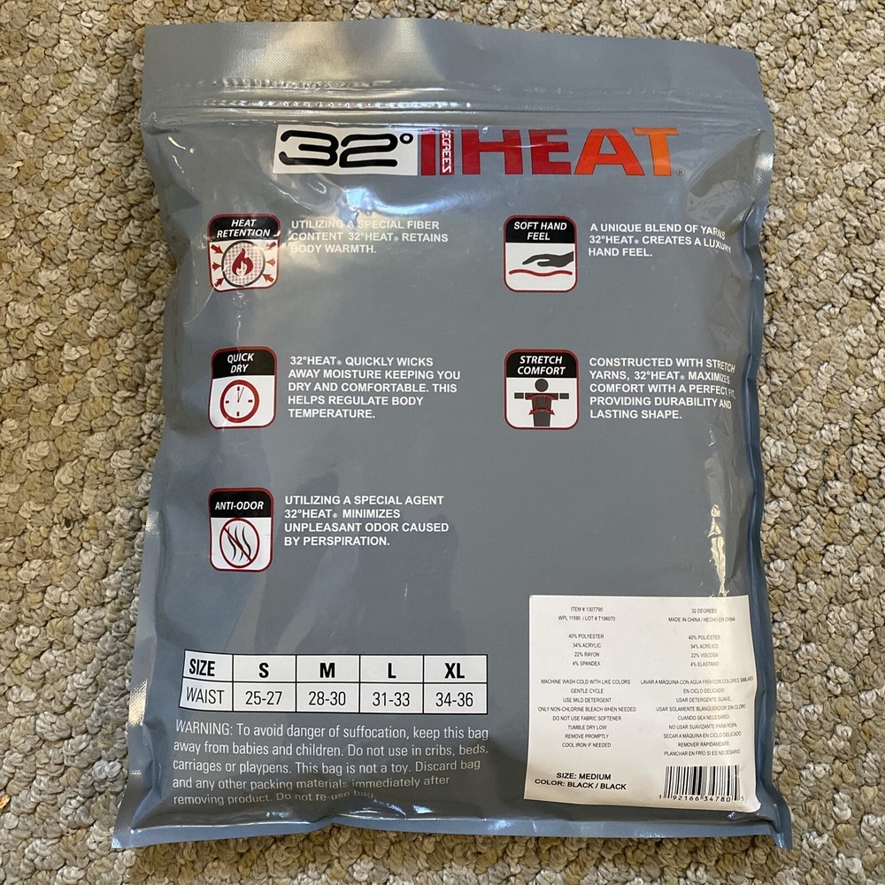 32 Degrees Heat Women's Base Layer Pant Black 2 Pack Medium Size 28-30 NEW