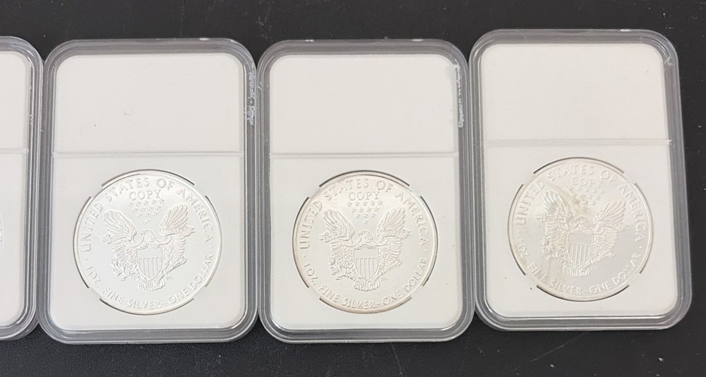 5 American Eagle Replicas/Copies coins dated 2022 Silvery