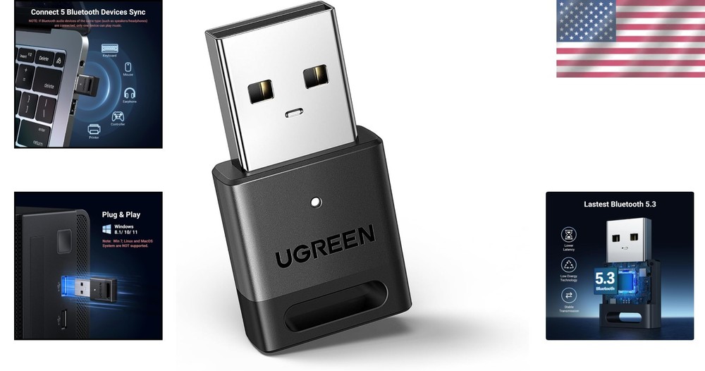 USB Bluetooth 5.3 Adapter - Streamlined Connectivity for Windows 11/10/8.1