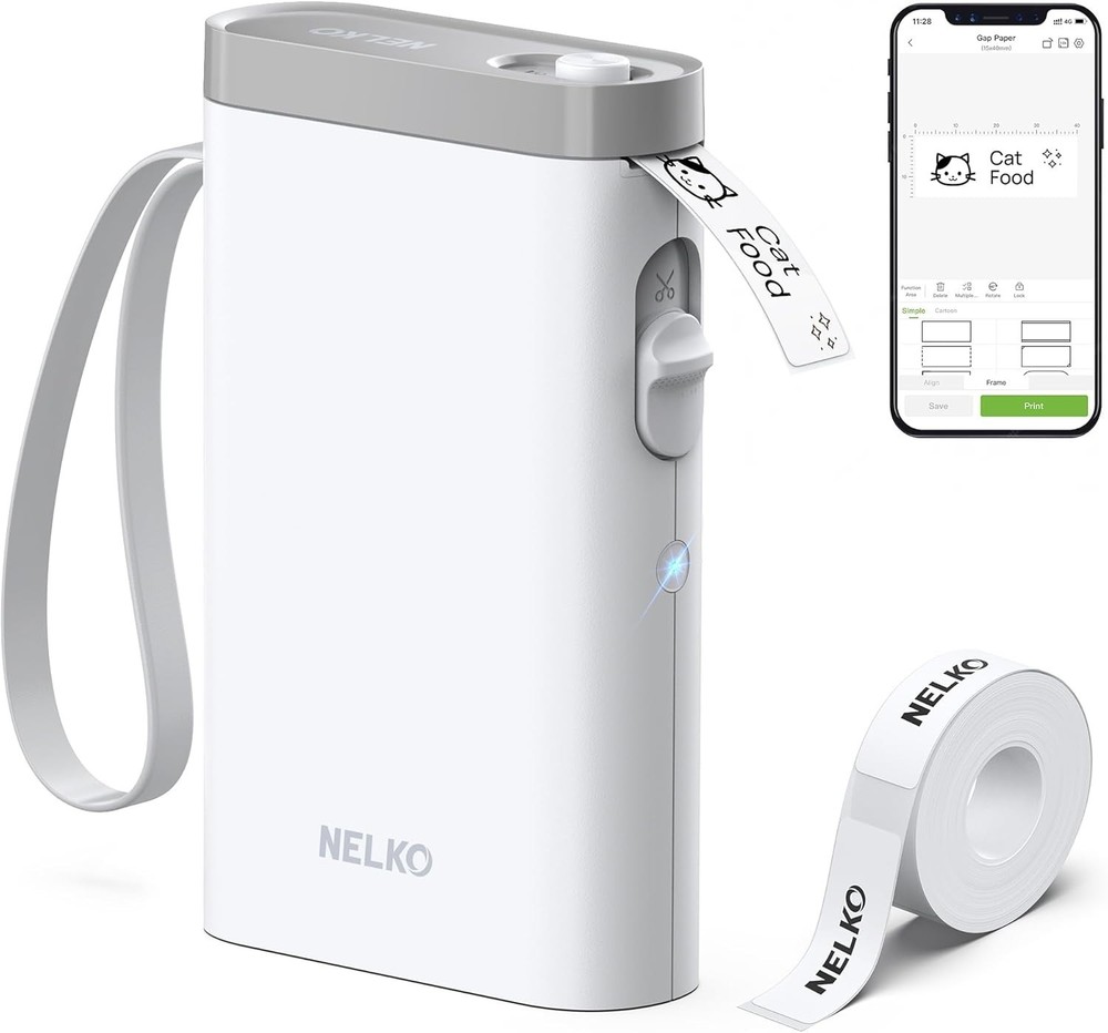 Nelko Label Maker Machine with Tape, P21 Bluetooth Label Printer, Wireless Mini