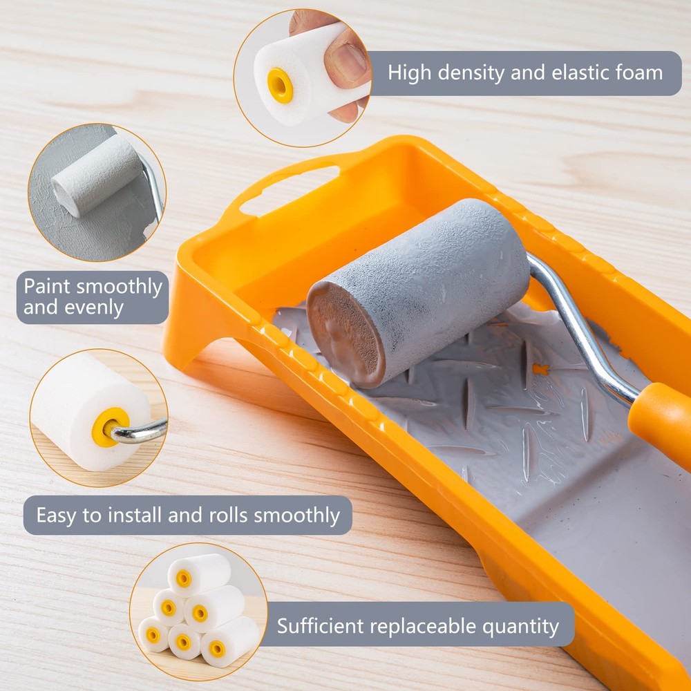 Foam Paint Roller, 2 Inch Mini Paint Roller Kit 9 Pack, Small Paint Roller wi...