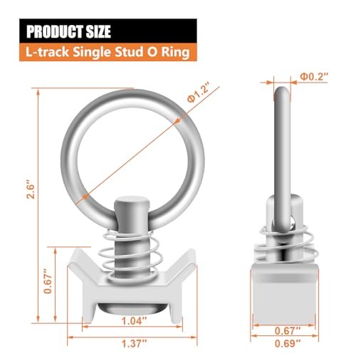 8Pack L Track Single Stud Fitting with Round O-Ring L Track Tie 8SO Silver