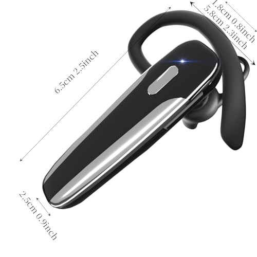 Bluetooth Headset V5.3 - Single-Ear Earpiece with Microphone - Wireless