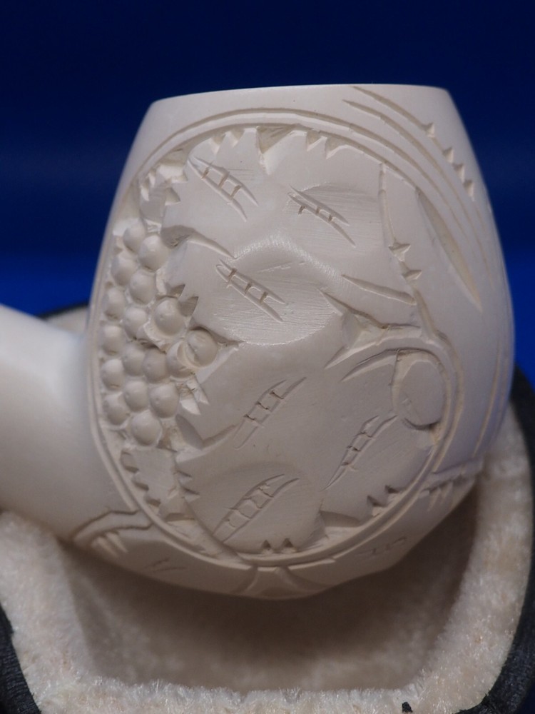 Fancy Apple Pipe new-block Meerschaum Grape Pattern Handmade W Case