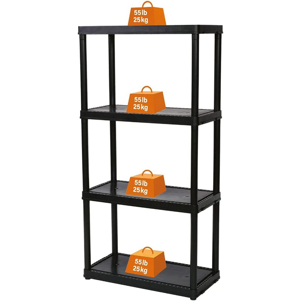 Gracious Living 4-Shelf Fixed Height Solid Organizing Storage Unit, (2 Pack)
