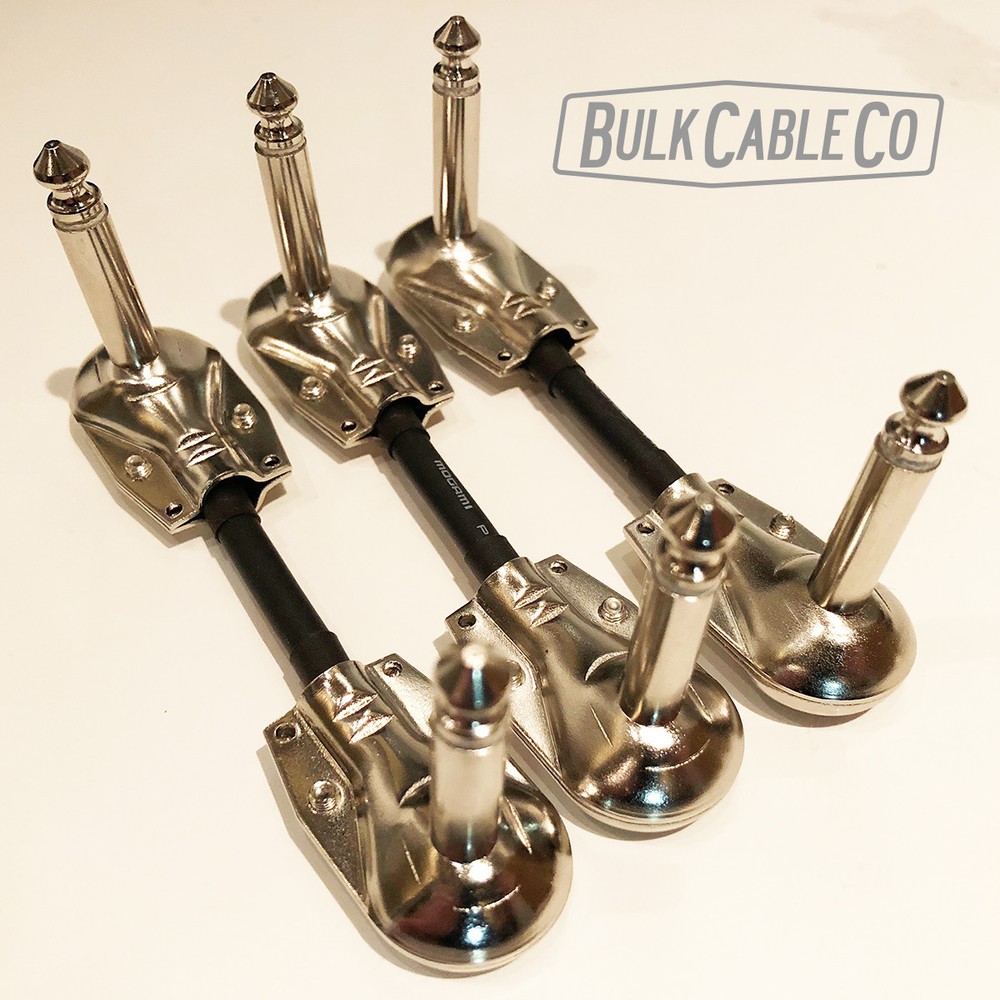 MOGAMI 2319 3" PEDALBOARD PATCH CABLES - 3 FX PATCH CORDS - PANCAKE CONNECTORS