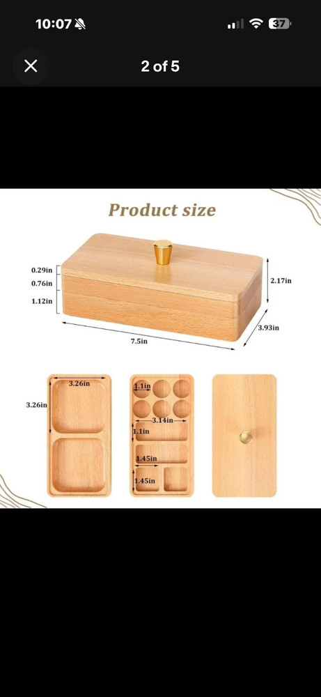 Jewelry Box Organizer Solid Beech Wood – 2 Tier Stackable