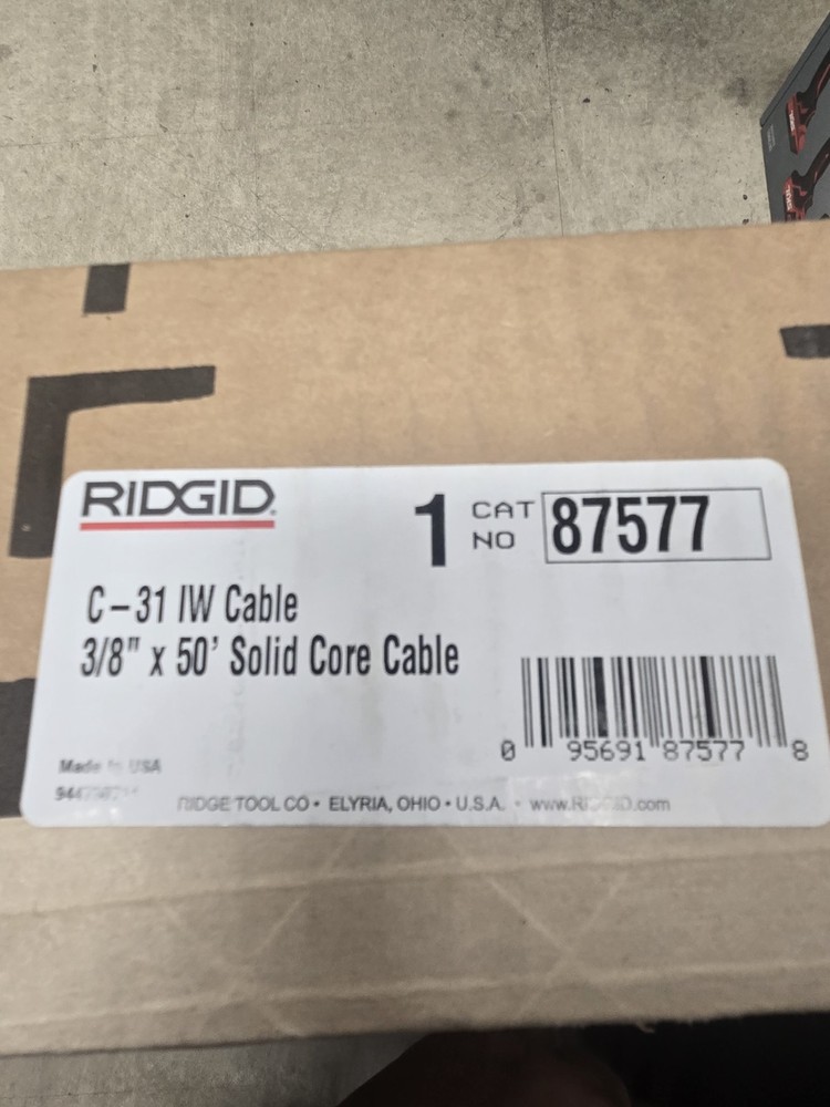 *RIDGID* C-31 IW SOLID CORE DRAIN CABLE *UNOPENED IN BOX* 3/8"X50'
