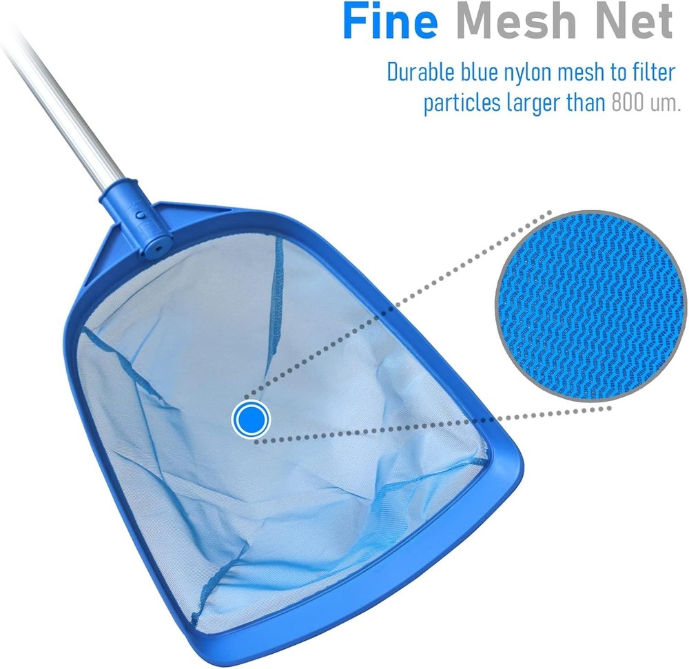 Lightweight Pool Cleaning Tool: 5' Telescopic Aluminm Pole with Medium Fine Mesh