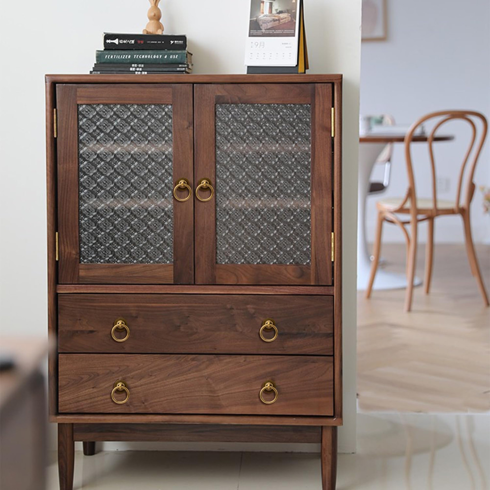 4 Pack Solid Antique Brass Cabinet Pulls Ring Drawer Pulls, Antique Style Kitche