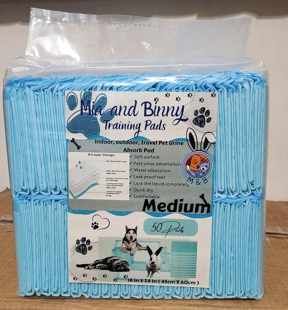 Generic MBPP 6-Layer Pee Pads, Blue, Disposable Pet Training Pads, Paper, Polyme