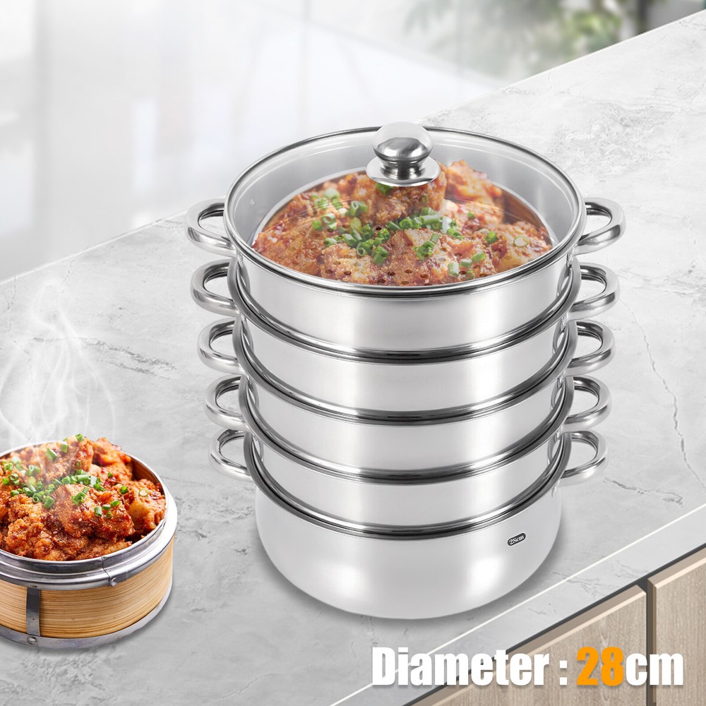 5 Layers 28cm Pot Steamer Multi-Layer Cookware Pot Cookware Stainless Steel Pot