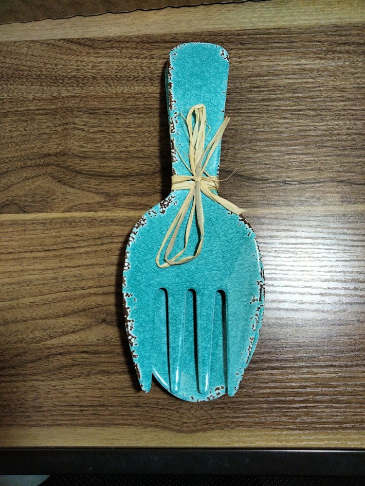 Upware 2 Piece 10.75" Melamine Salad Server Utensils Spoon & Fork Crackle...
