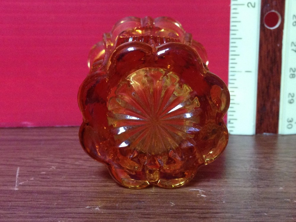 Amber Beaded Medallion Glass Toothpick Holder