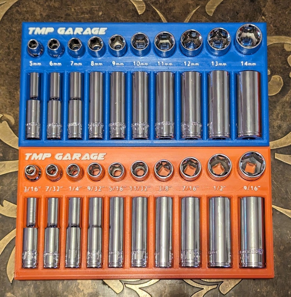 3D Printer 1/4 Inch Socket Holder and Organizer for Harbor Freight Socket Sets