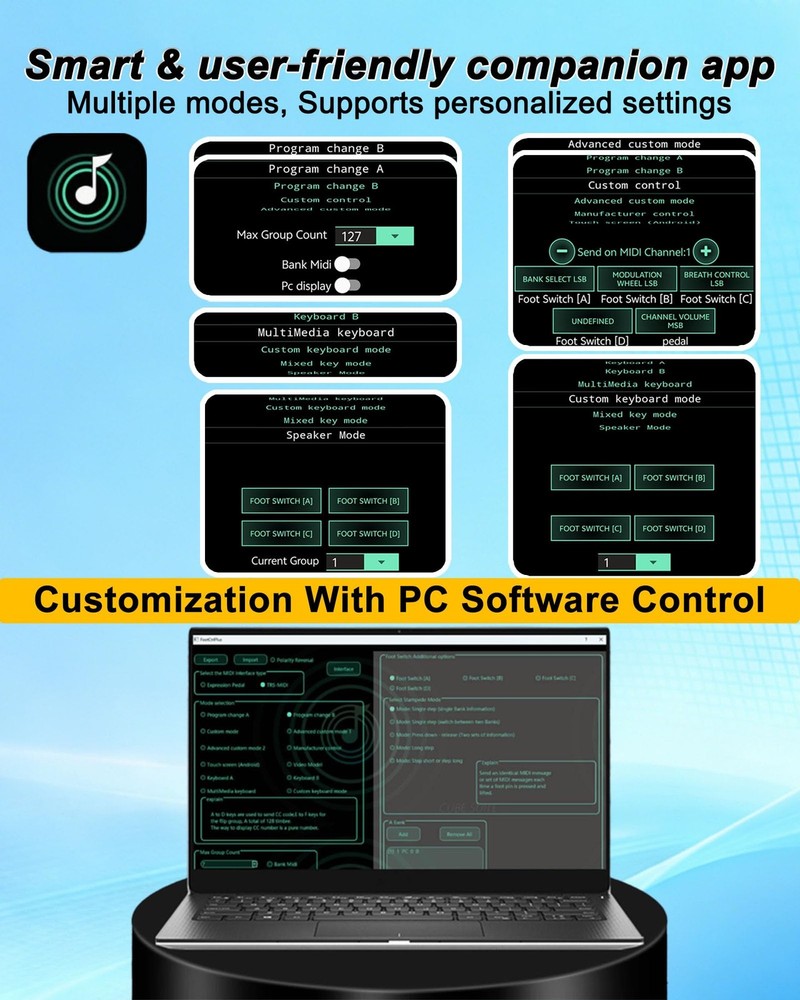 M-VAVE Chocolate Plus Wireless Midi Controller Programmable Wireless Midi Con...