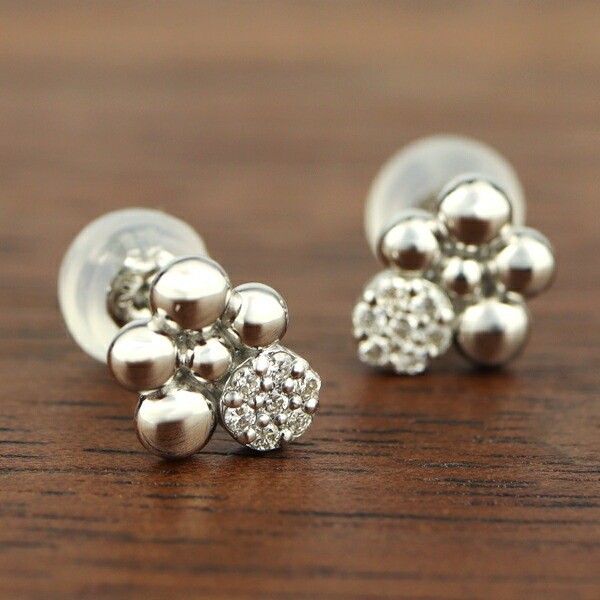 PT900 Platinum Natural Diamond Circle Stud Earrings (Pair)