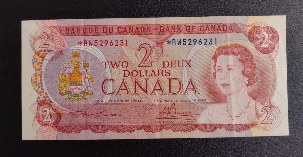 1974 Canada 2 Dollar Replacement Banknote V382