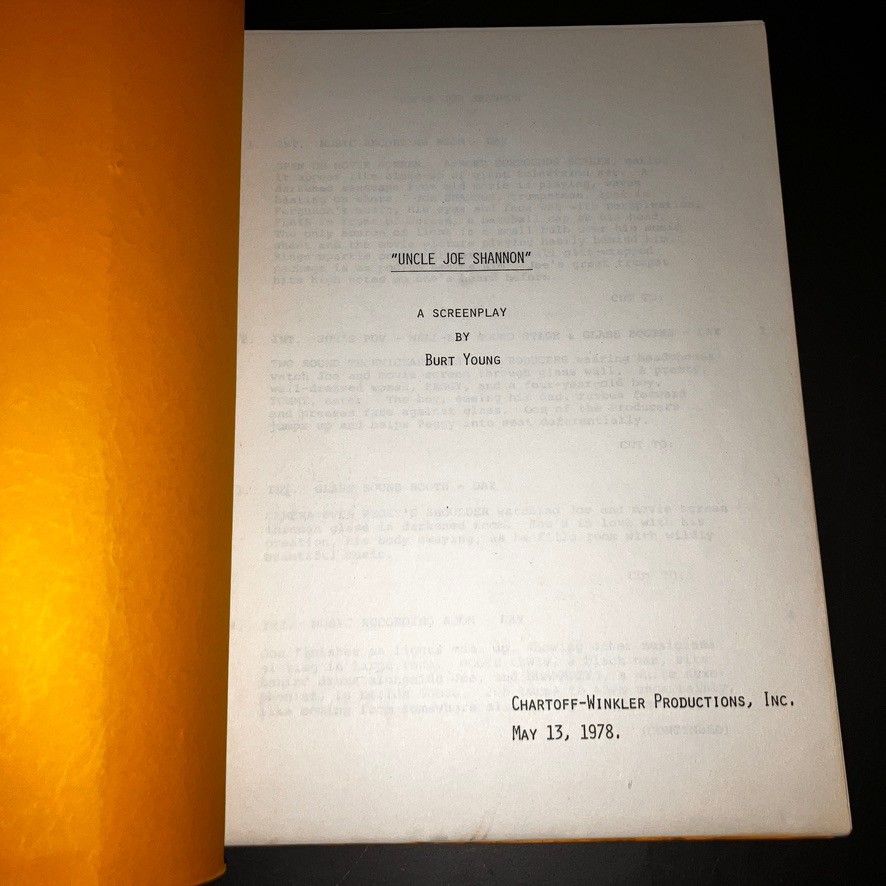 UNCLE JOE SHANNON (5/13/78) Burt Young Writes/Stars -#78 Prod Script w/NOTES!