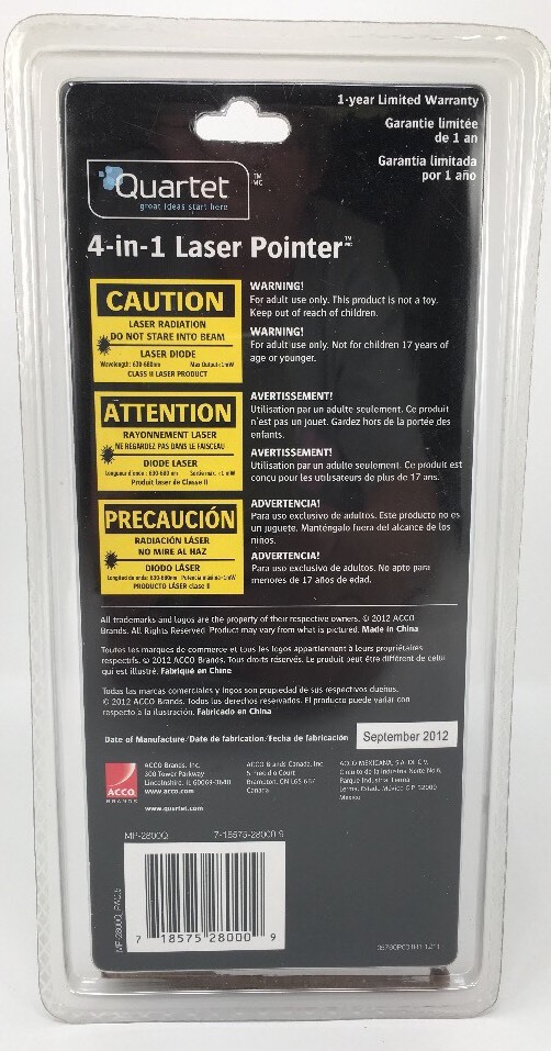 Quartet 4-in-1 Laser Pointer - Pointer, LED Light, Ball Point Pen, PDA Stylus