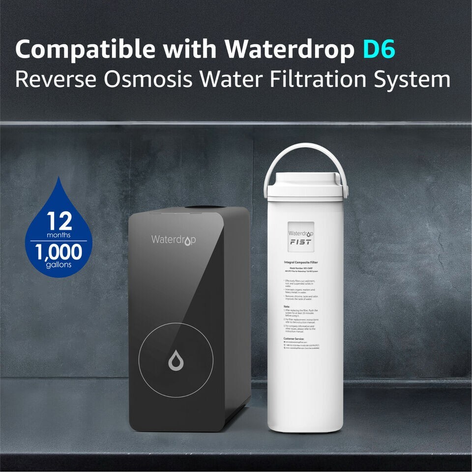 Waterdrop Refurbished D6 Reverse Osmosis System with WD- D6RF, 2 Filters, 2 Year