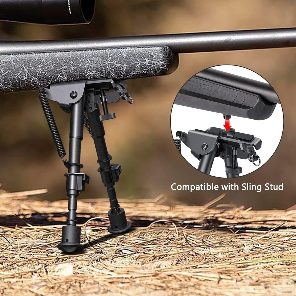 Compact 6-9 Inch Adjustable Bipod with Rubberized Grip for Enhanced Stability