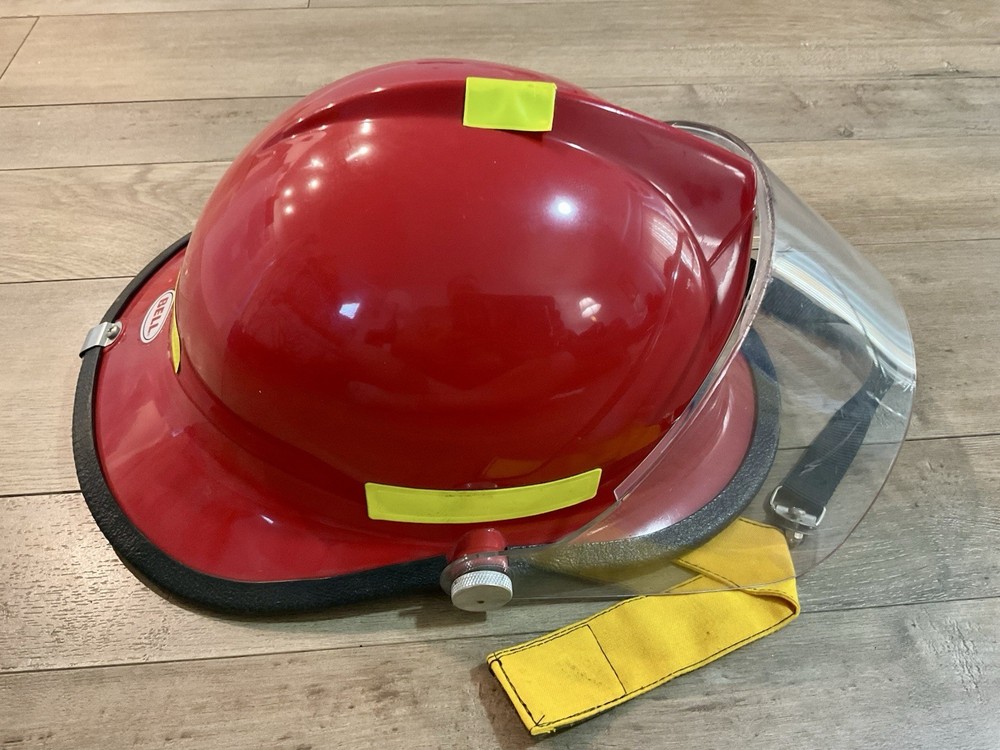 Vintage Red Bell Fire Helmet Adjustable Size