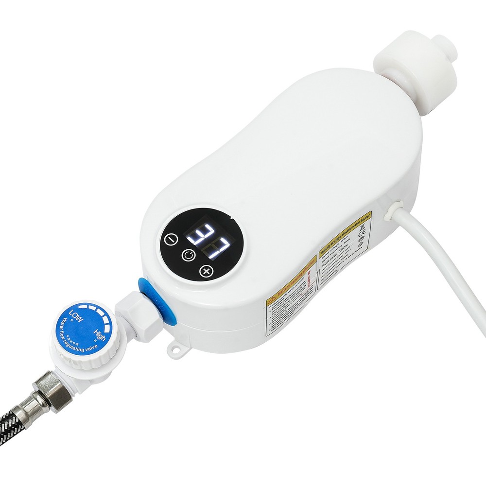 Instant Electric Bathroom Hot Water Heater With Shower Head White 110V 3500W