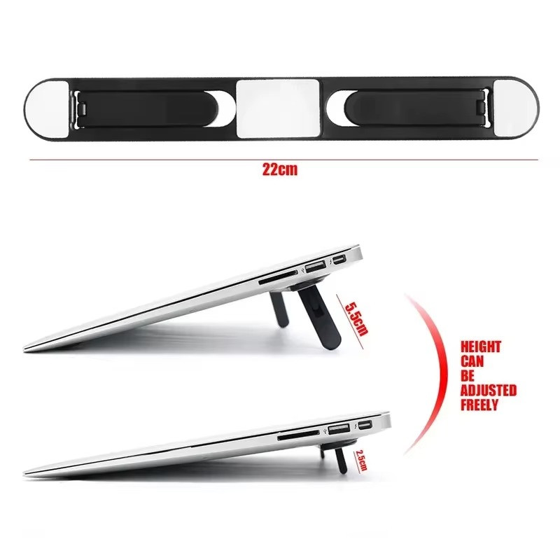 Portable Adjustable Laptop Stand - Foldable Cooling Riser 1PC Plastic Black