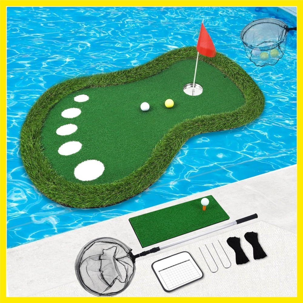 Floating Golf Green for Pool, Patented Pool Golf Game Floating Mat with Ball ...