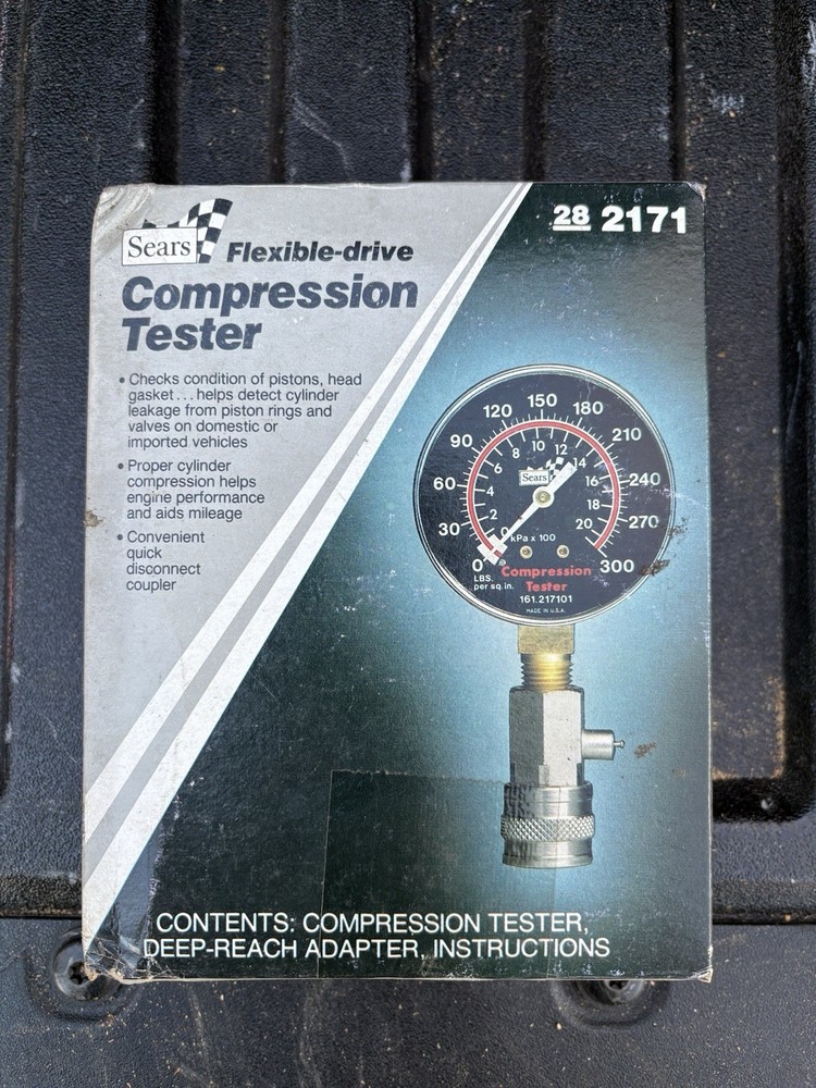 Sears Flexible Drive Engine Compression Tester Kit 28 2171 With Box