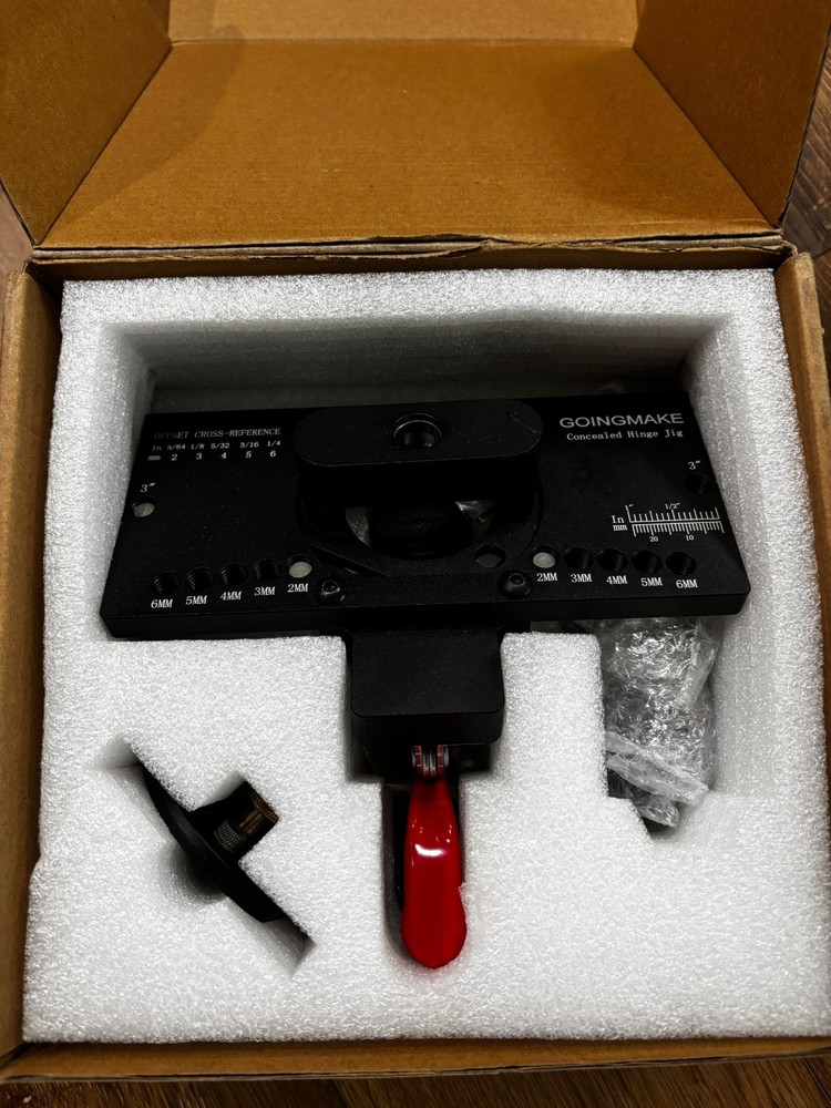 GOINGMAKE Metal Concealed Hinge Jig with Quick Clamp and Dust Vacuum Adapter