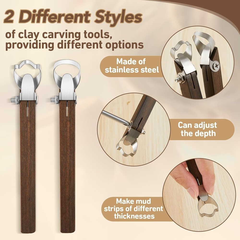 2 Pcs Sculpture Scraper Pottery Carving Tool Pottery Cup Handle Shape Clay Ex...