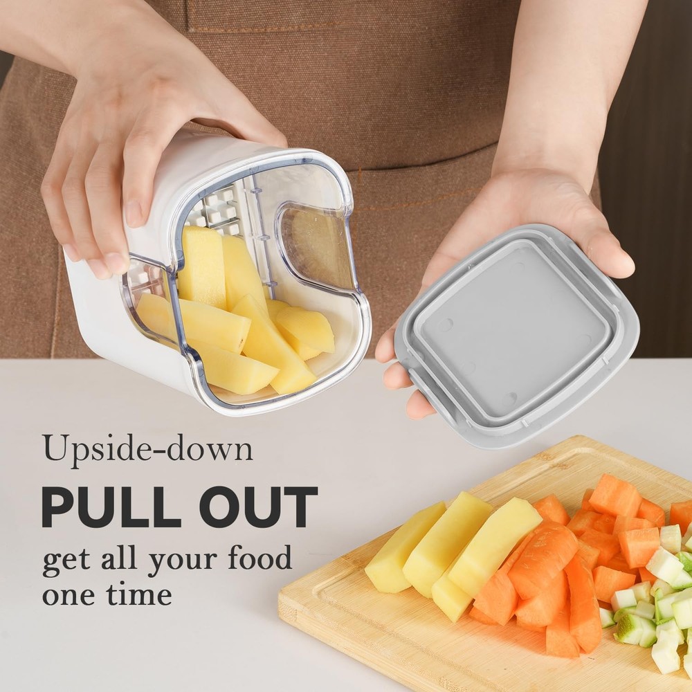 KEOUKE Multifunctional Vegetable Chopper White - 3 Interchangeable Blades Pot...