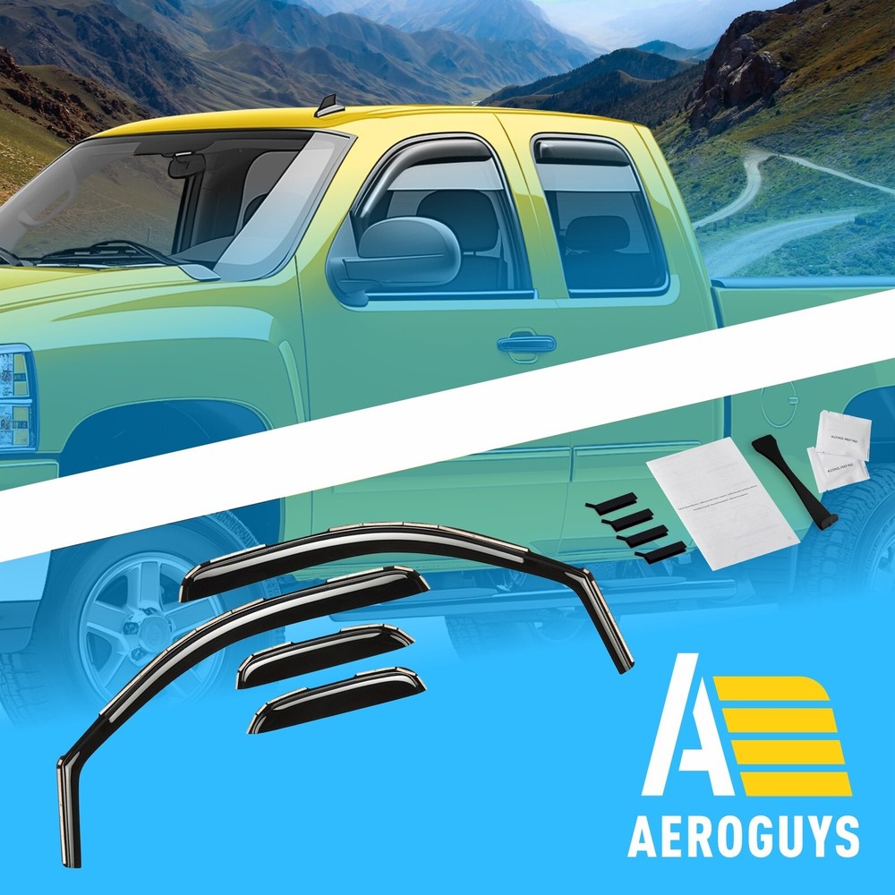 Rain Guards Vent Visors Shade for 2007-2013 Chevy Silverado Extended Cab