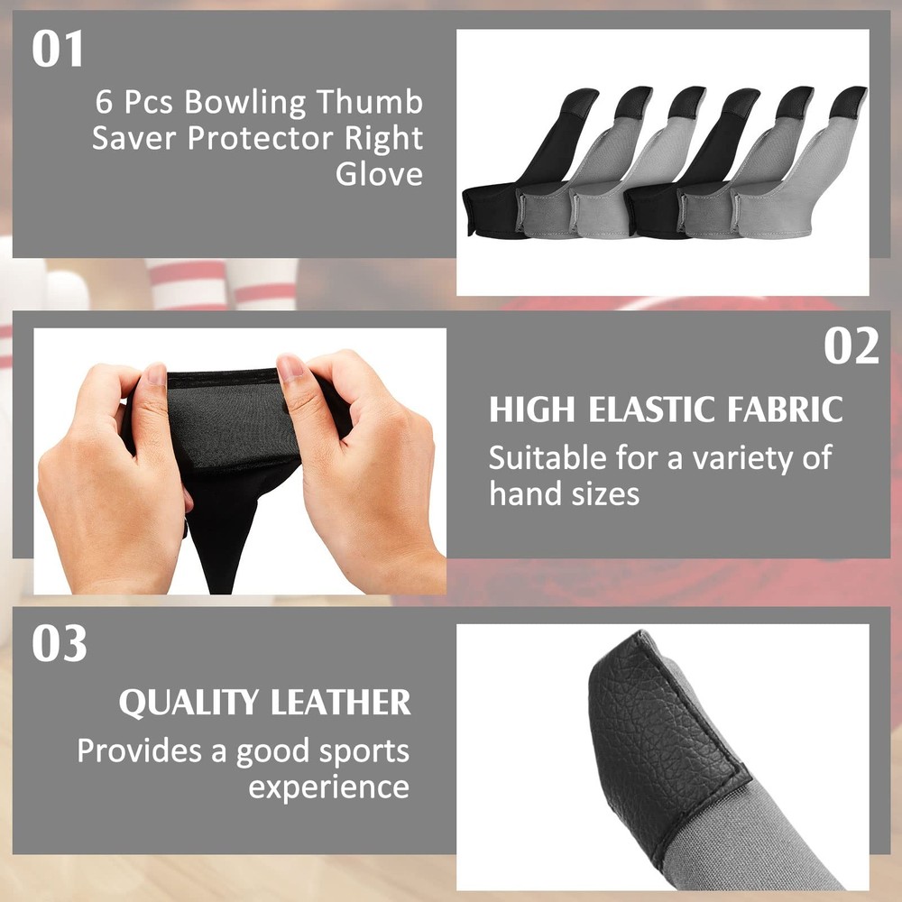6 Pcs Bowling Thumb Saver Protector Compact and Lightweight One Size, Black
