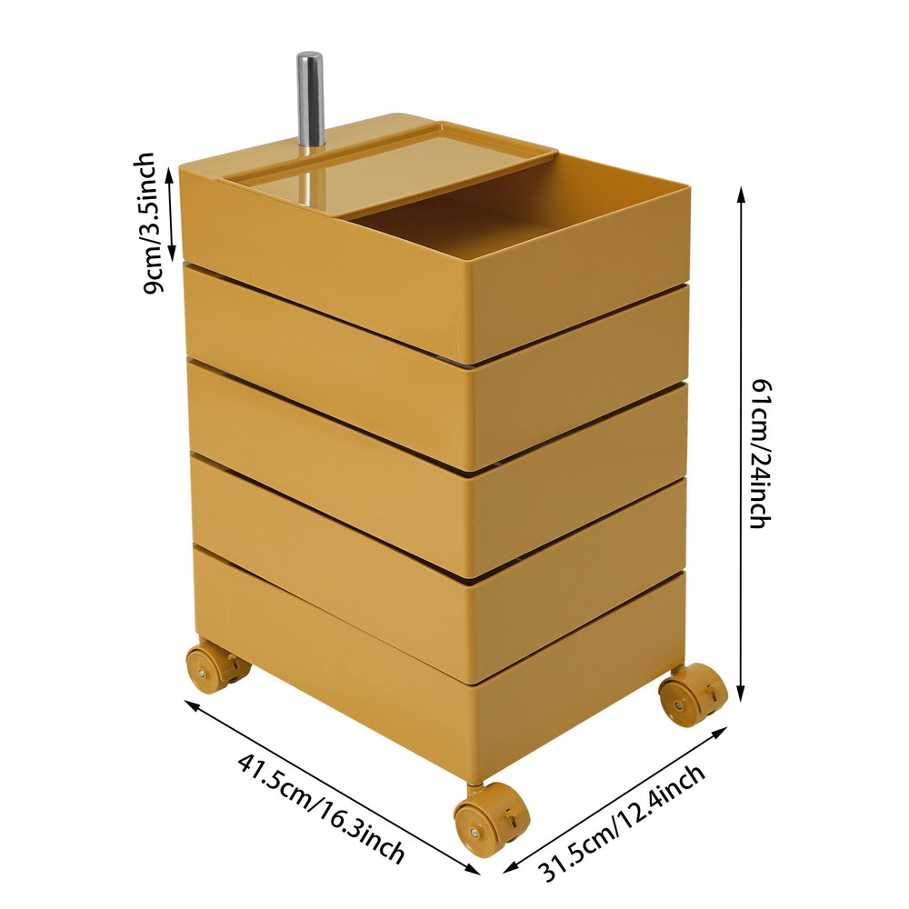 5 Drawers 360?? Movable Rotating Storage Side End Coffee Table Sofa Cabinet NEW