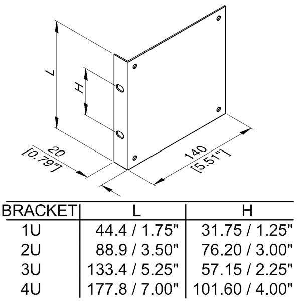 Penn-Elcom R1206/3U Rack Mount Bracket 3U