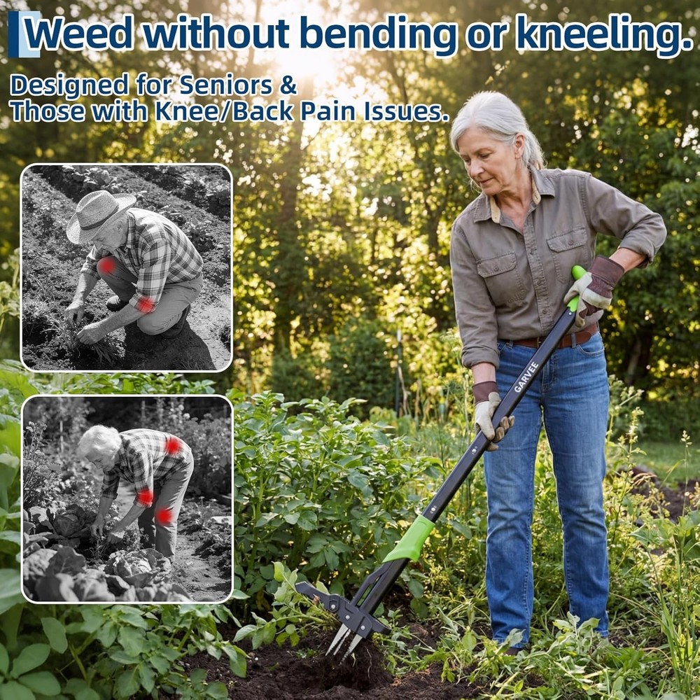 4-Claw Stand Up Weed Puller - Gardening Hand Weeding Tool 40 in Handle 4-Claw