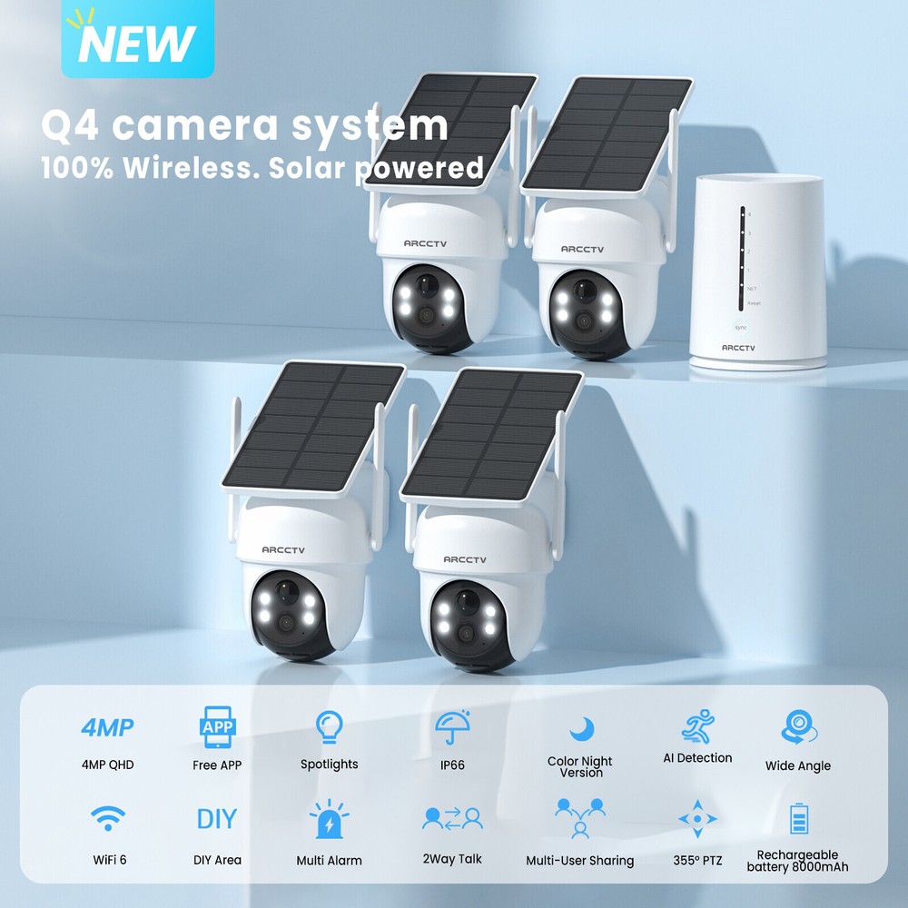 ANRAN 2K Pan-Tilt Security Camera System Solar Battery Powered Wireless Outdoor
