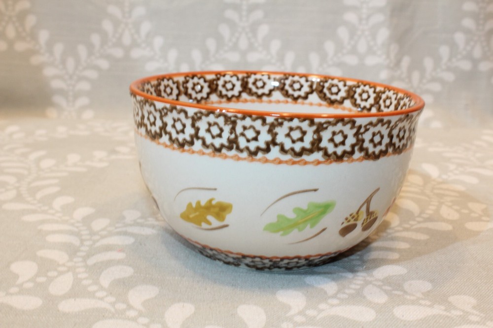 5 PC Temptations Old World Stacking Nesting Mixing Bowl Set - Fall/Autumn Acorns
