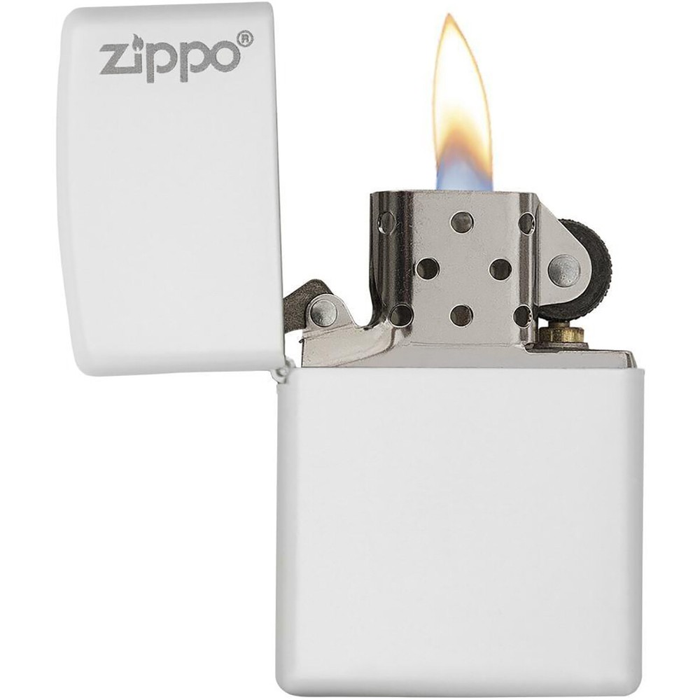 Zippo Logo Matte Pocket Lighter - White