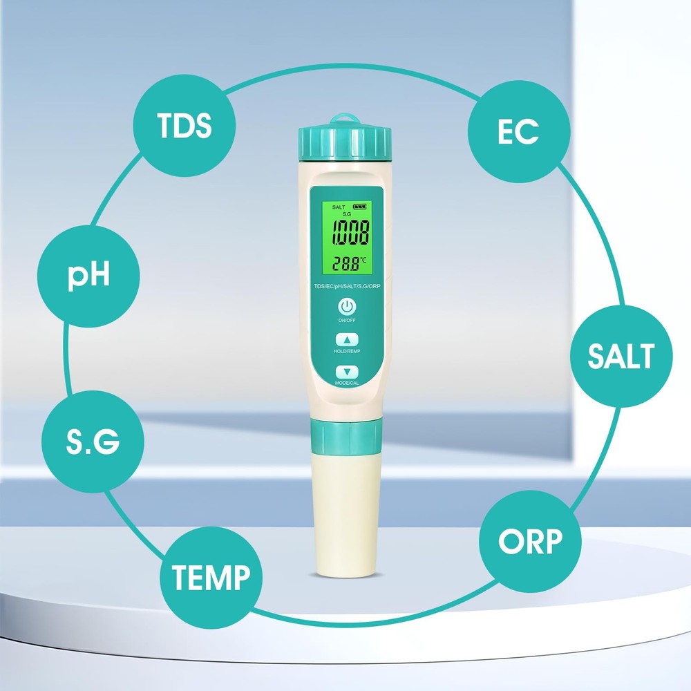 PH/TDS/EC/ORP/S.G/Salinity/Temp Meter with Water Tester Pen PH Test Salinity ...