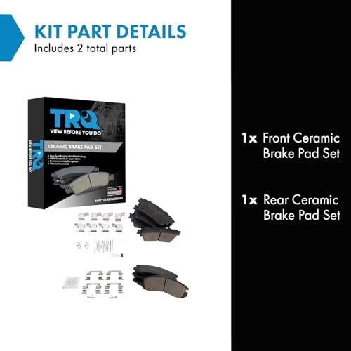 Front and Rear Brake Pad Set Hardware Compatible with 2018 BFA82242 Ceramic