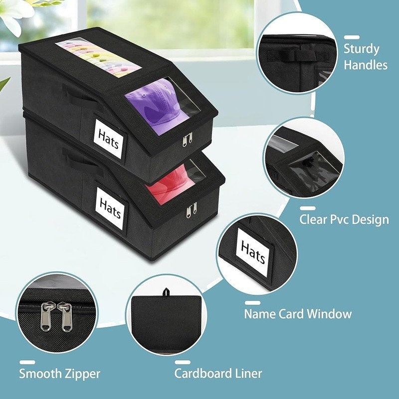 Stackable Hat Organizer W/ Dustproof Windows Baseball Caps & Accessories New